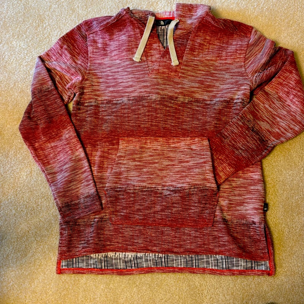 The North Face Coral/Red and Cream Knit Hoodie